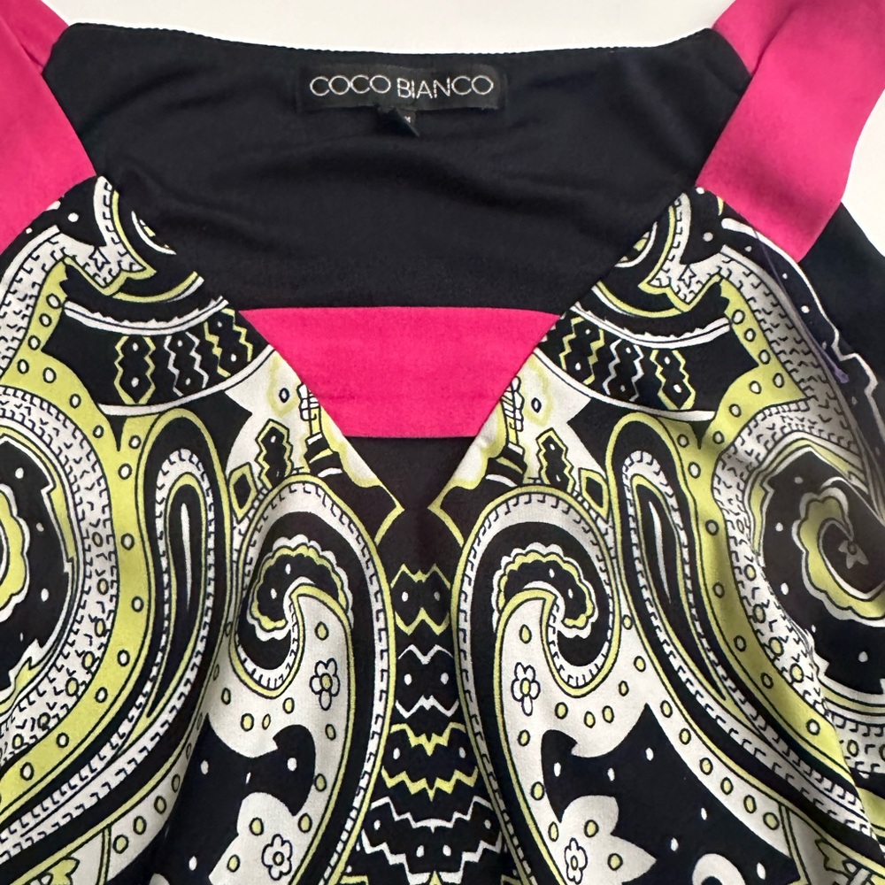 Coco Bianco Paisley Top with Pink Accents